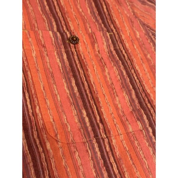 The Territory Ahead Men's XL Burnt Orange Brown Striped Short Sleeve Shirt - Picture 4 of 6